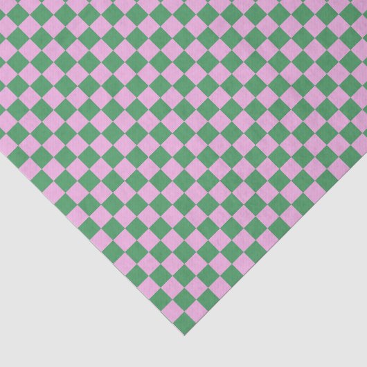 キュートでおしゃれなモダンチェッカーボード ピンク グリーン 幾何学模様 薄葉紙 (詳細)