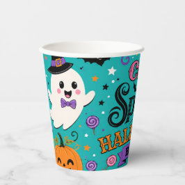 キュートでおばけなハロウィーンの幽霊とカボチャのバッシュ 紙コップ