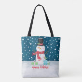 キュートでかわいいクリスマスの雪だるま トートバッグ (裏面)