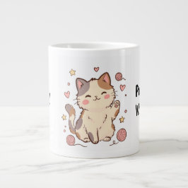 キュートでかわいい三毛猫のマグカップ - もっとゴロゴロ、もっとリラックス ジャンボコーヒーマグカップ