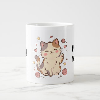 キュートでかわいい三毛猫のマグカップ - もっとゴロゴロ、もっとリラックス ジャンボコーヒーマグカップ