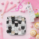 キュートでかわいい猫柄 ペーパープレート (パーティー)