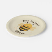 キュートでまんまるハチの"Bee Happy" ペーパープレート (アングル)