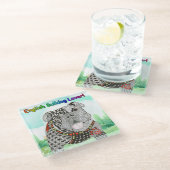 キュートでイングリッカラフルクのブルドッグガラスコースター ガラスコースター (アングル)