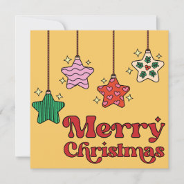 キュートでカラフルなレトロスターのメリークリスマス シーズンカード