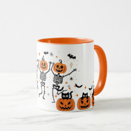キュートでスプーキーなオレンジ色のハロウィン コーヒー カップ