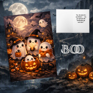 キュートでスプーキーなゴーストのハロウィン カード