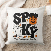 キュートでスプーキーなハロウィン ブラック&オレンジ クッション (ブランケット)
