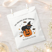 キュートでスプーキーなハロウィン ブラック&オレンジ フェイバーバッグ (クリップ留めされた状態)