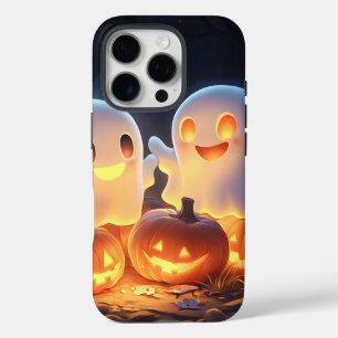キュートでスプーキーなハロウィーンのキャラクター幽霊グロー・パンプキン iPhone 16 PROケース