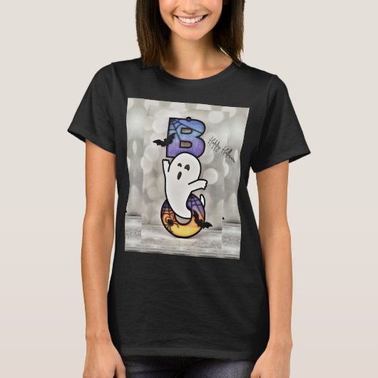 キュートでスプーキーなハロウィーン おばけ・コウモリ・クモ Tシャツ (正面)