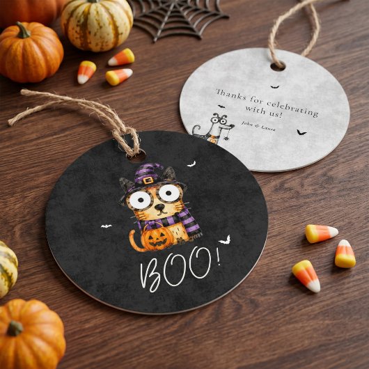 キュートでスプーキーな水彩ハロウィンパーティー フェイバータグ