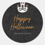 キュートでスプーキーな水彩ハロウィンパーティー ラウンドシール (正面)