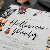 キュートでスプーキーな水彩ハロウィンパーティー 招待状