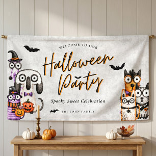 キュートでスプーキーな水彩ハロウィンパーティー 横断幕