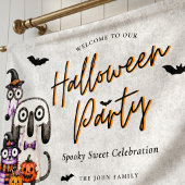 キュートでスプーキーな水彩ハロウィンパーティー 横断幕