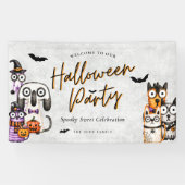 キュートでスプーキーな水彩ハロウィンパーティー 横断幕 (横)