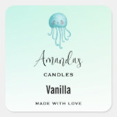 キュートでハッピーなクラゲろうそく事業 スクエアシール (正面)