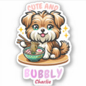 キュートでバブリーなヨークシャーテリー動物愛好家ギフト シール (正面)