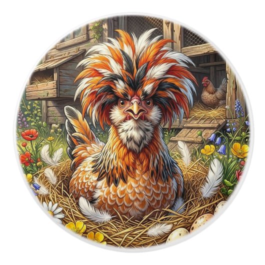 キュートでファンタジーなポーランド鶏小屋 セラミックノブ (正面)