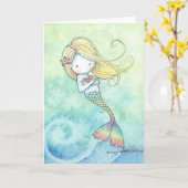 キュートでファンタジーな人魚カード カード (黄色い花)