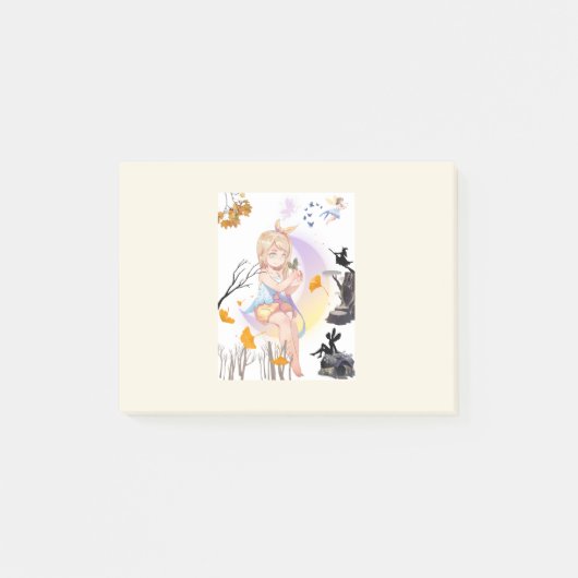 キュートでファンタジーな妖精の女の子のデザインの付箋 ポストイット (正面)
