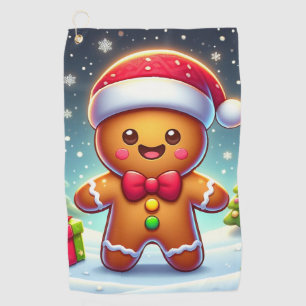 キュートでホイッシムなクリスマス/冬のジンジャーブレッドマン ゴルフタオル