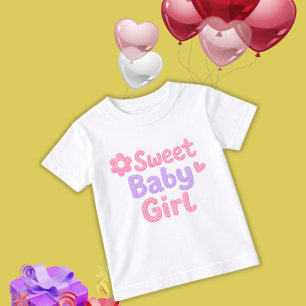 キュートでボリュームのあるニットレタリングの女の子用Tシャツ トドラーTシャツ
