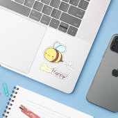 キュートでポジティブなハチの幸せ シール (ノートパソコンとiPhone)