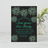 キュートでモダンなスパークリングブラックニューイヤーイブパーティー 招待状 (スタンド正面)