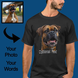キュートでユニークなゴールドブラックボクサー犬のパパ愛写真 Tシャツ