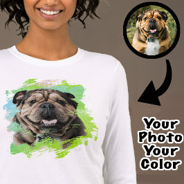 キュートでユニークなブルドッグまたはあなたの愛犬の写真 グリーンドッグママ トライブレンドＴシャツ