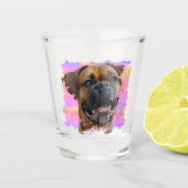 キュートでユニークな虹色のボクサー犬愛好家の写真 ショットグラス (正面)