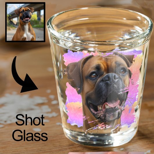 キュートでユニークな虹色のボクサー犬愛好家の写真 ショットグラス