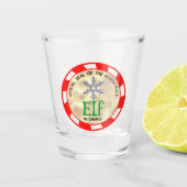 キュートでユーモアたっぷりのクリスマスエルフが指揮を執る ショットグラス (正面)