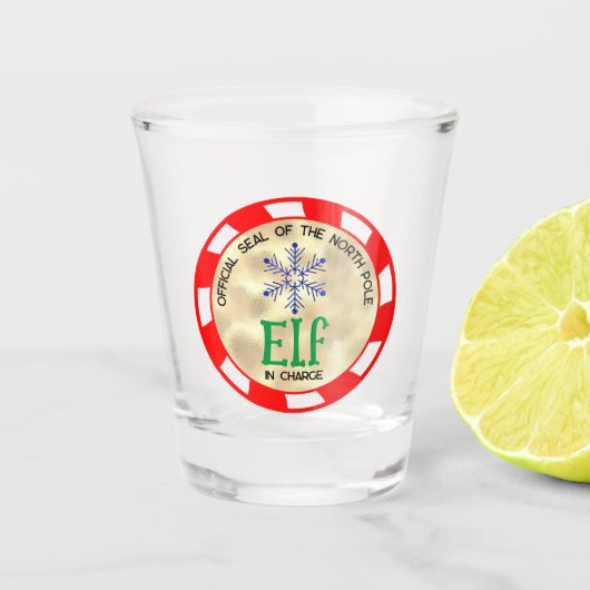 キュートでユーモアたっぷりのクリスマスエルフが指揮を執る ショットグラス (正面)