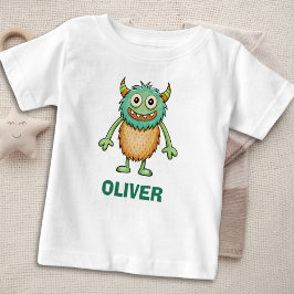 キュートで変わったモンスターのカスタムデザイン ベビーTシャツ