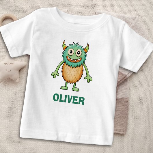キュートで変わったモンスターのカスタムデザイン ベビーTシャツ
