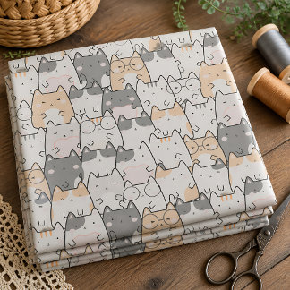 キュートで変わった猫の柄 ファブリック