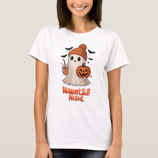 キュートで居心地の良いお化けのハロウィンTシャツ Tシャツ (正面)