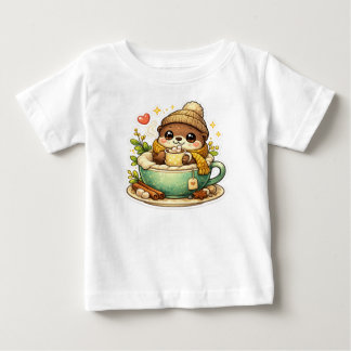 キュートで居心地の良いナマケモノのコーヒー好きTシャツ ベビーTシャツ