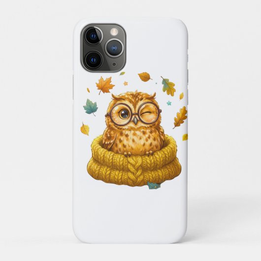 キュートで居心地の良い秋のフクロウの黄色いセーター 紅葉 Case-Mate iPhoneケース (裏)
