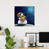 キュートで幻想的な雪だるまカップルの冬 ポスター (ホームオフィス)
