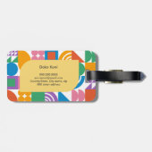 キュートで幾何カラフルモダンモノグラム ラゲッジタグ (裏面横)