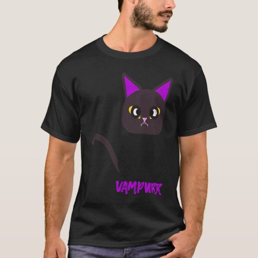 キュートで怖いヴァンパイアキャットハロウィン女性用 Tシャツ (正面)