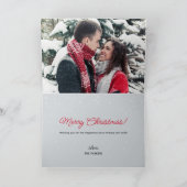 キュートで楽しい赤と白のトナカイの冬のクリスマス 写真 シーズンカード (内部)