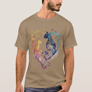 キュートで華やかな愛猫ハートTシャツ Tシャツ