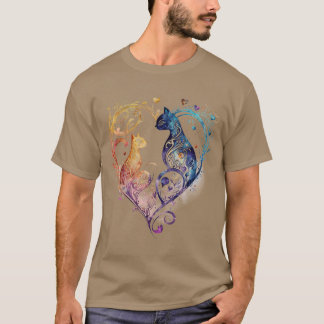 キュートで華やかな愛猫ハートTシャツ Tシャツ