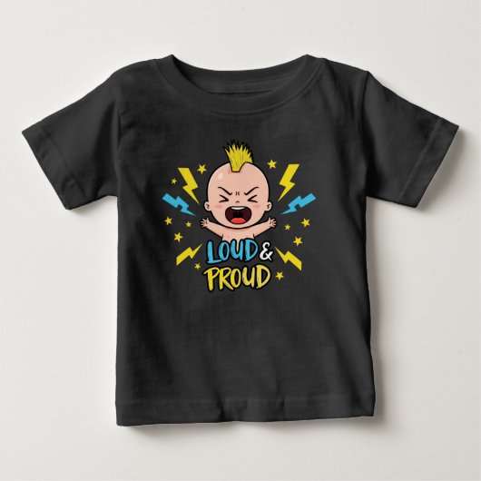 キュートで誇り高きモヒカン・ロッカー ベビーTシャツ (正面)