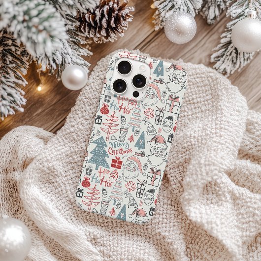 キュートで遊び心のあるサンタのクリスマスツリーパターン ピンク Case-Mate iPhoneケース